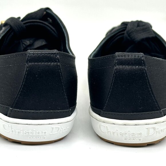 DIOR Lucky Charms Signature Satin Low Top Flat Sneakers Trainers Black - Picture 11 of 15